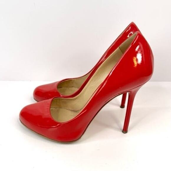 SERGIO ROSSI RED Leather 4 Inch Heel Shoes Size 5 (EU 35.5) - Picture 2 of 10